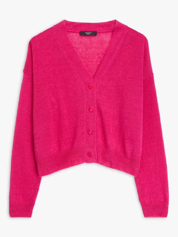 Weekend By Max Mara Knitwear Weekend By Max Mara GAVINO Pink Knitted Linen Cardigan 534101216 008 izzi-of-baslow