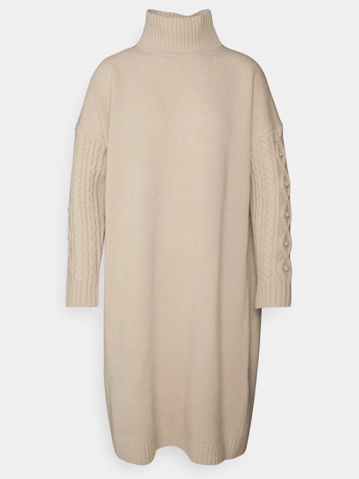 Weekend By Max Mara Knitwear Weekend By Max Mara RICARD Stone High Neck Sweater Dress 53260123600 002 izzi-of-baslow