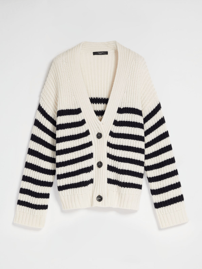 Weekend By Max Mara Knitwear Weekend By Max Mara SACCO Striped Wool Knitted Cardigan 534103276 003 izzi-of-baslow