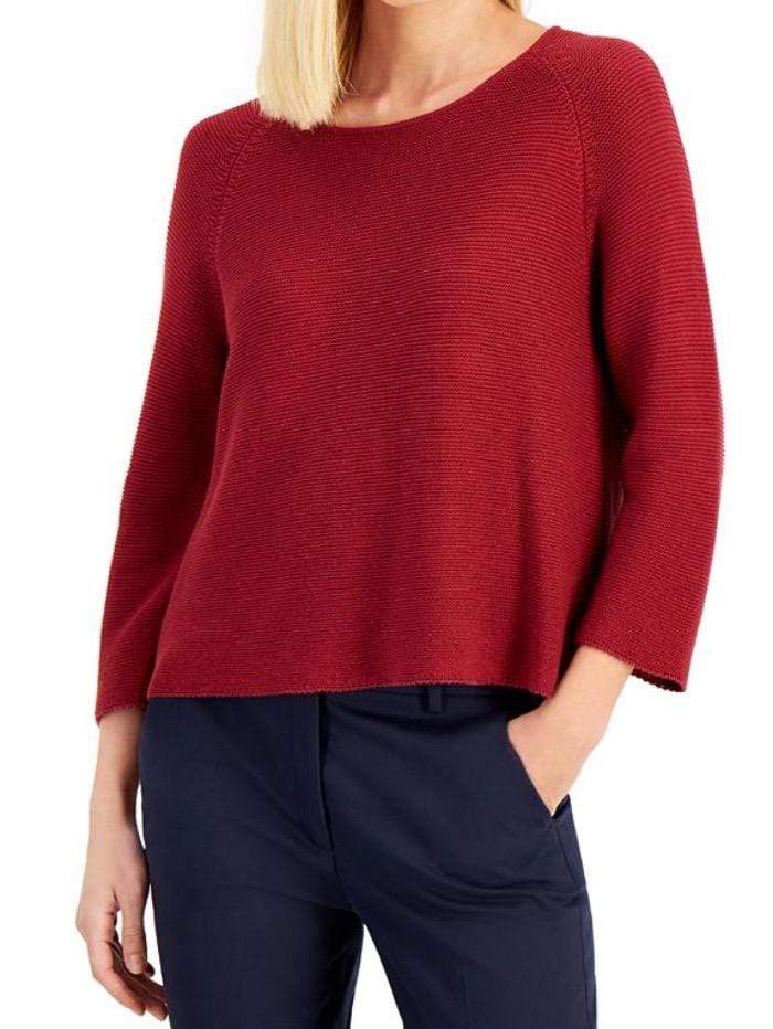 Weekend By Max Mara Knitwear Weekend Max Mara MACBETH Burgundy Cotton Sweater 53661419600 006 izzi-of-baslow