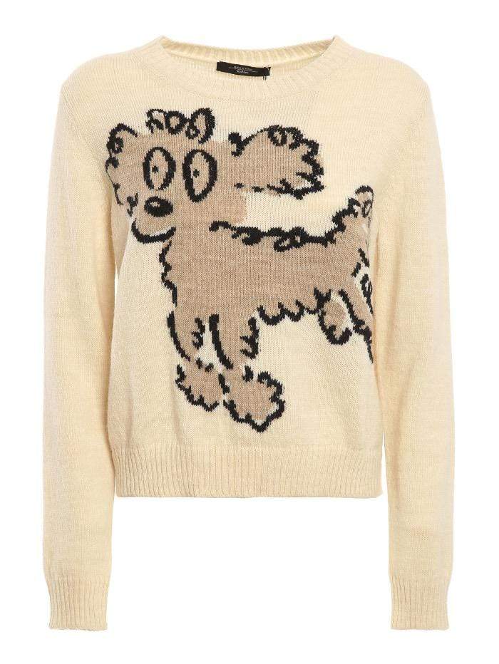 Weekend By Max Mara Knitwear Weekend Max Mara ODESSA Poodle Dog Ivory Sweater 53661219600 001 izzi-of-baslow