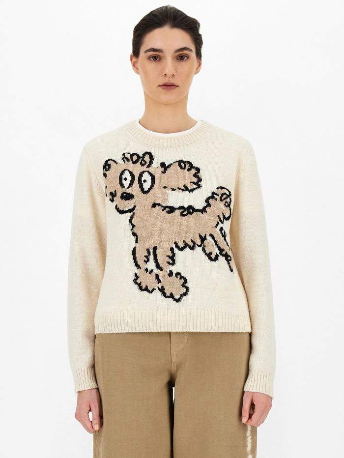 Weekend By Max Mara Knitwear Weekend Max Mara ODESSA Poodle Dog Ivory Sweater 53661219600 001 izzi-of-baslow