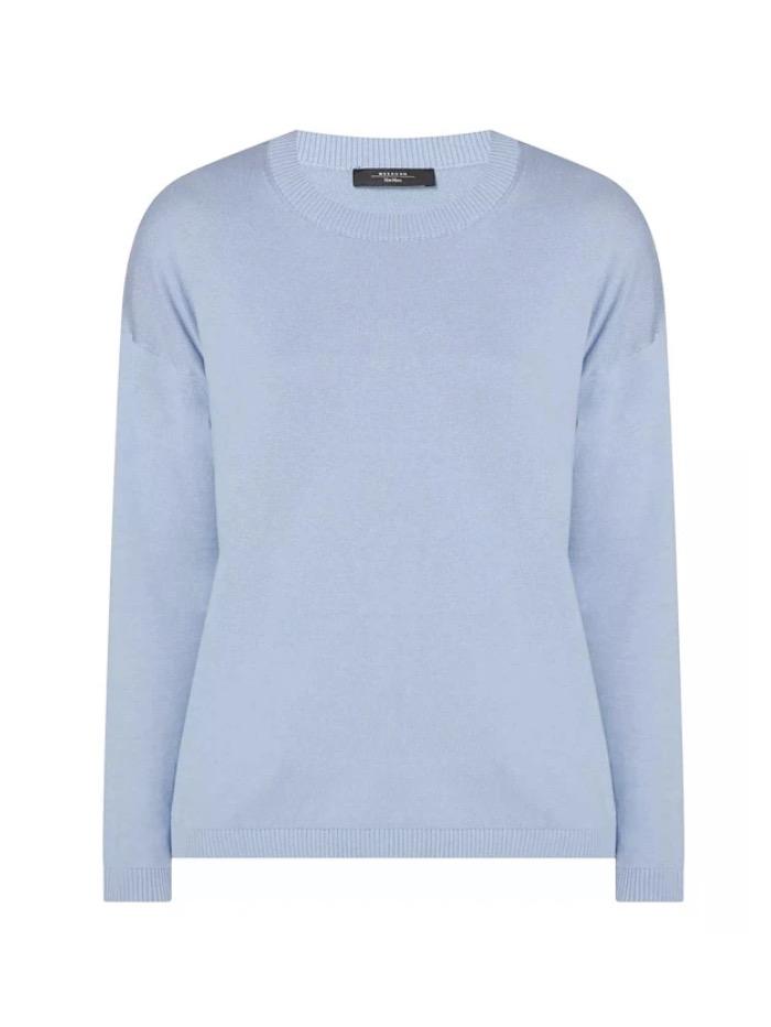 Weekend By Max Mara Knitwear Weekend Max Mara SIBARI Blue Silk Cotton Jumper 53610817600 izzi-of-baslow