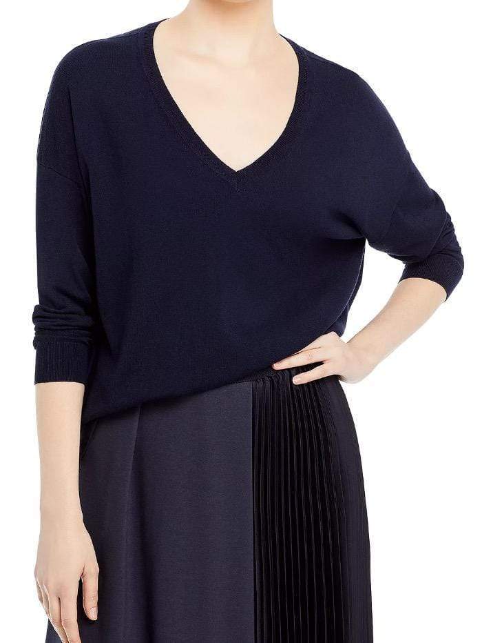 Weekend By Max Mara Knitwear Weekend Max Mara TONICO Navy V Necked Sweater 5366141 010 izzi-of-baslow