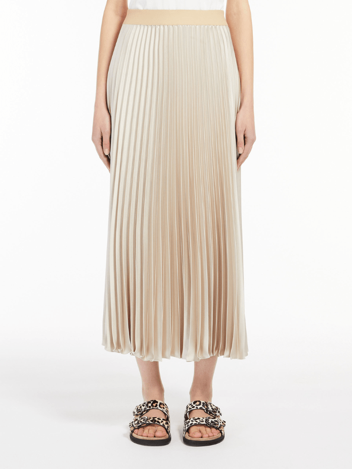 Weekend By Max Mara Skirts Weekend By Max Mara GAVINO Vanilla Pleated Satin Skirt 510601296 007 izzi-of-baslow