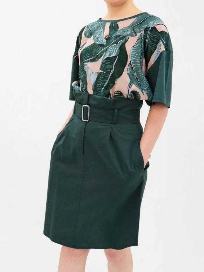 Weekend By Max Mara Skirts Weekend Max Mara MONILE Dark Green Belted Skirt 51010511 002 izzi-of-baslow