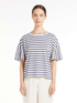 Weekend By Max Mara Tops Weekend By Max Mara ALBEN Navy Striped Linen Blend T-Shirt 594108216 001 izzi-of-baslow