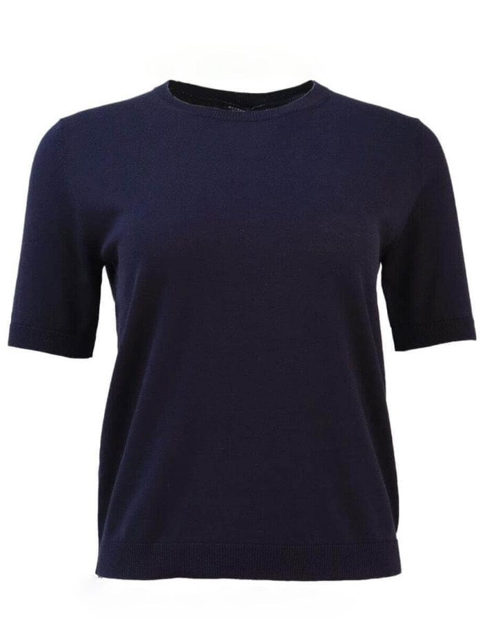 Weekend By Max Mara Tops Weekend By Max Mara BATUN Silk Navy Knitted Top 536104276 003 izzi-of-baslow