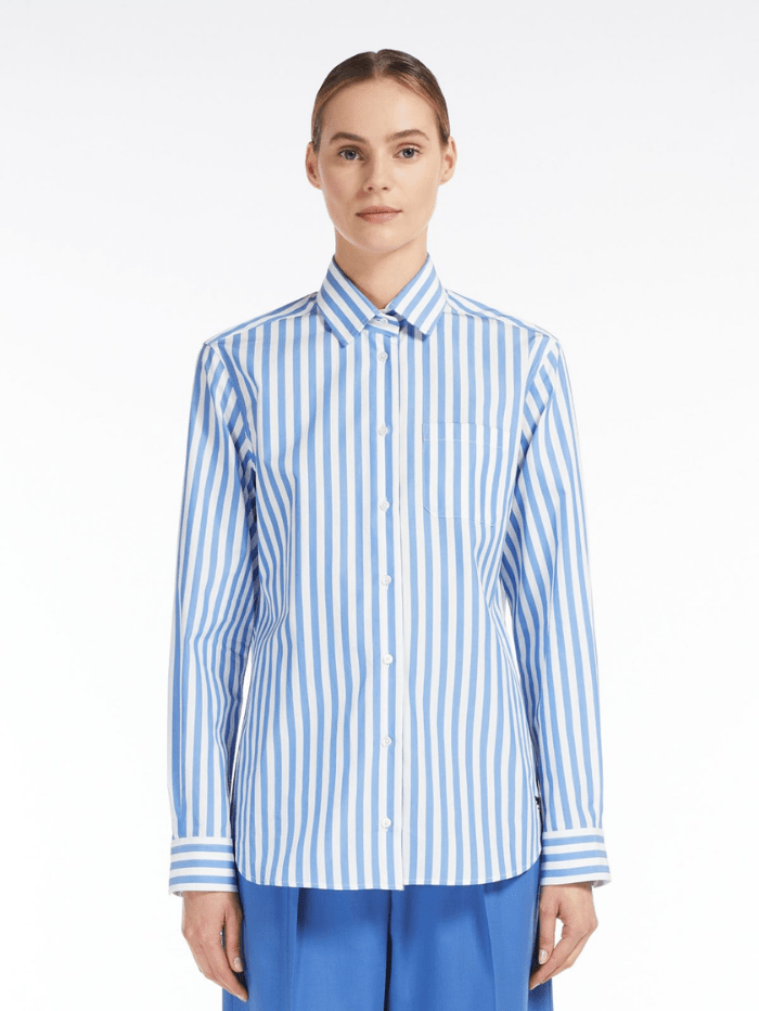 Weekend By Max Mara Tops Weekend By Max Mara FILIPPO Blue Striped Shirt 51110227 034 izzi-of-baslow