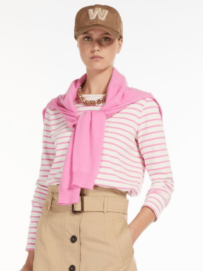 Weekend By Max Mara Tops Weekend By Max Mara FRETTY Pink Striped Top 59410127600 004 izzi-of-baslow