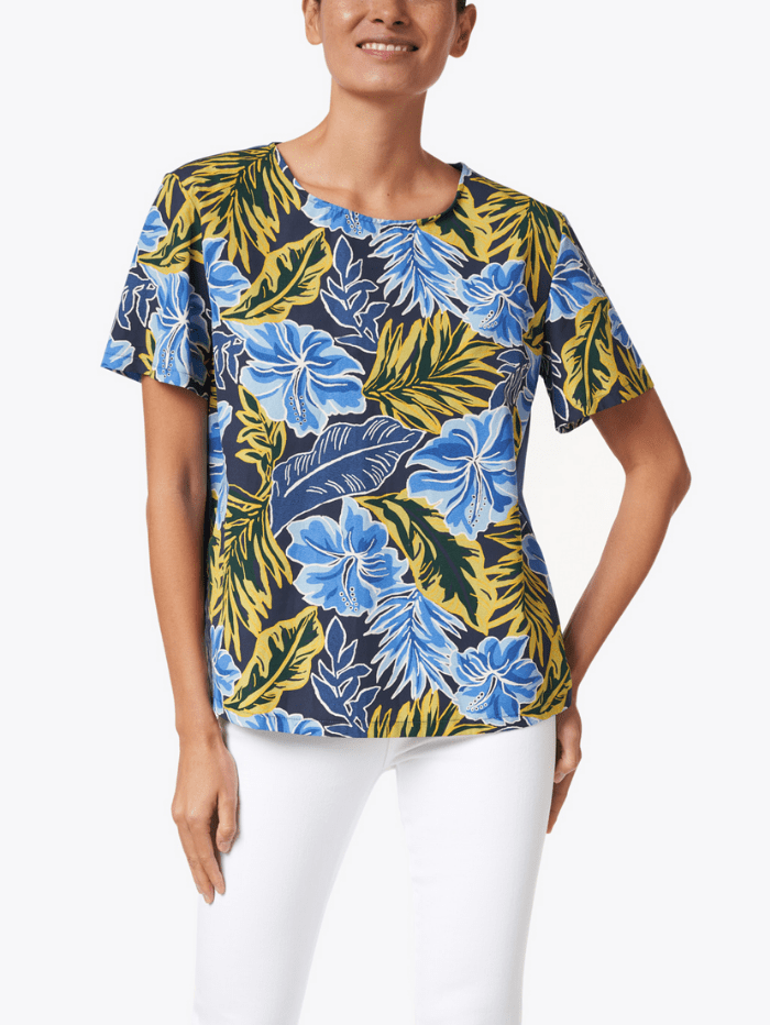 Weekend By Max Mara Tops Weekend Max Mara CACO Palm Print Cotton T-Shirt 59410711600 izzi-of-baslow