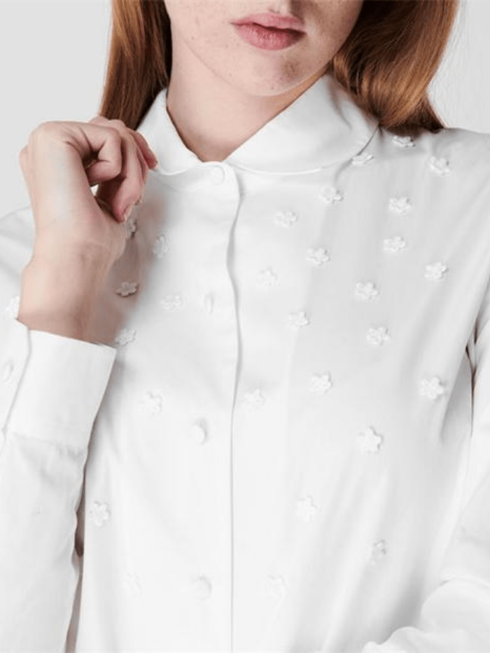 Weekend By Max Mara Tops Weekend Max Mara CELEBRE Embroidered Floral Print White Shirt 51110917 001 izzi-of-baslow