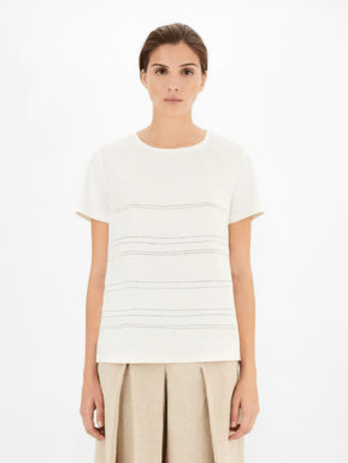 Weekend By Max Mara Tops Weekend Max Mara GESSY Linen Embroidered T-Shirt 59411911600 izzi-of-baslow