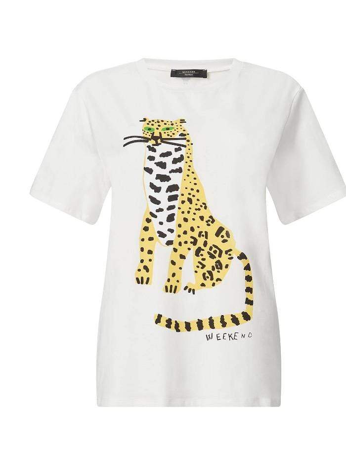 Weekend By Max Mara Tops Weekend Max Mara LIBIA Cheetah White T-Shirt 59710211600 izzi-of-baslow