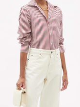 Weekend By Max Mara Tops Weekend Max Mara PANCA Bordeaux Striped Shirt 51160519 004 izzi-of-baslow