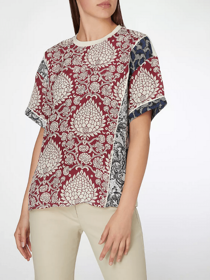 Weekend By Max Mara Tops Weekend Max Mara PARCO Burgundy, Navy and Ecru Printed Top 59460719600 002 izzi-of-baslow