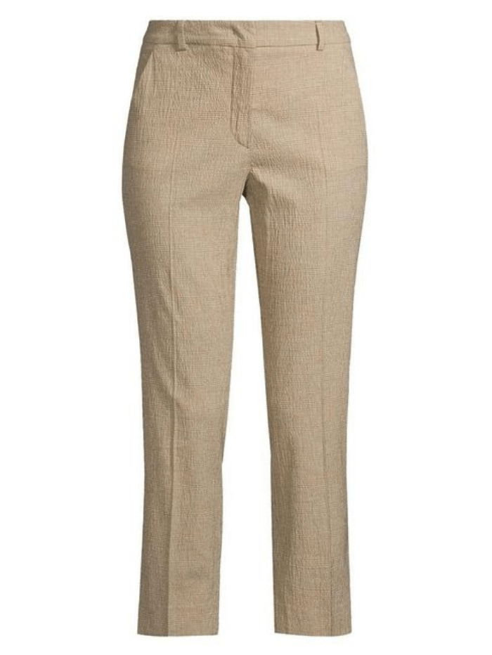 Weekend By Max Mara Trousers Weekend By Max Mara NARSETE Sand Checked Cotton and Linen Mix Trousers 51310221 001 izzi-of-baslow