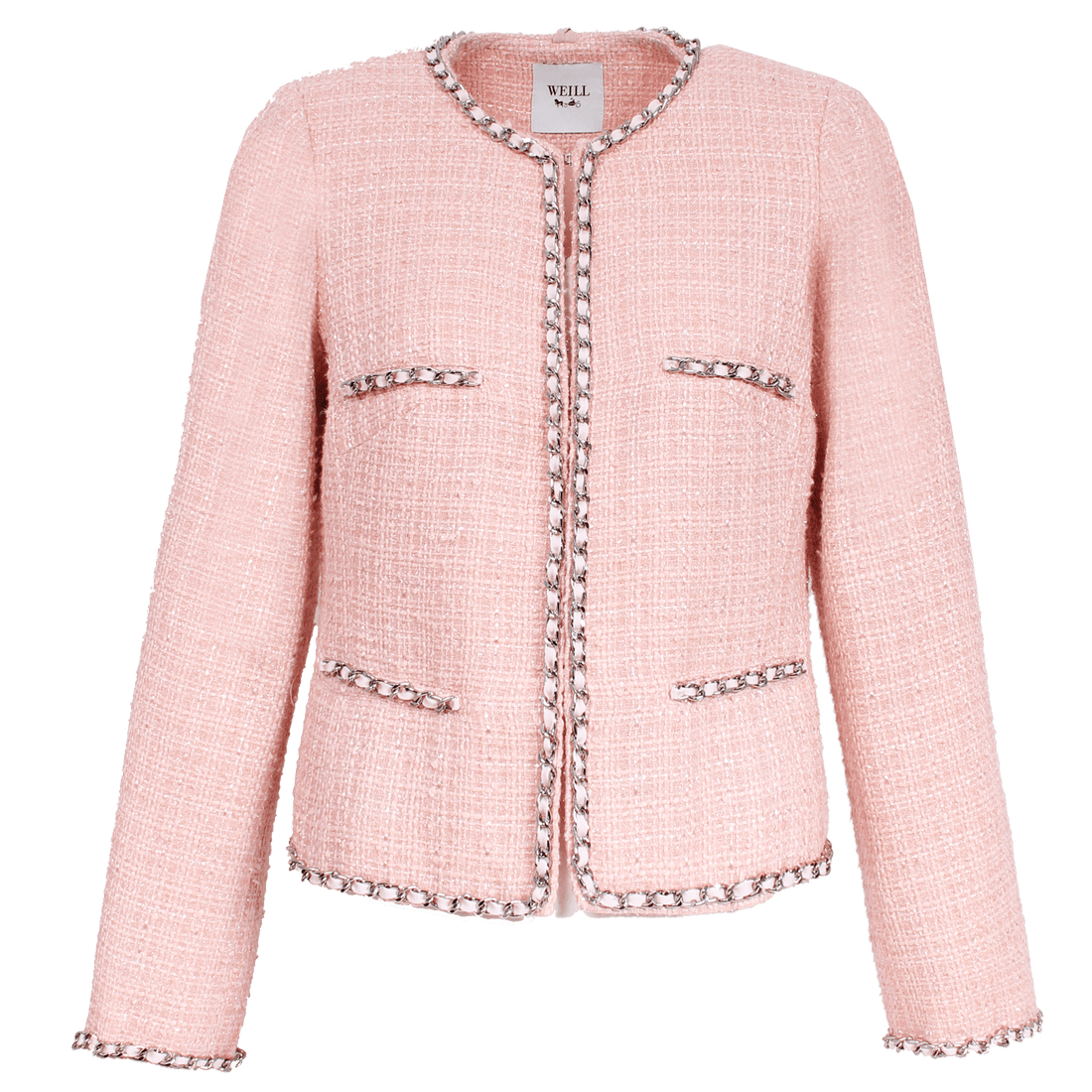 Weill Coats and Jackets Weill Mariata Jacket  in Soft Pink Tweed and Chain Edge 131028 izzi-of-baslow