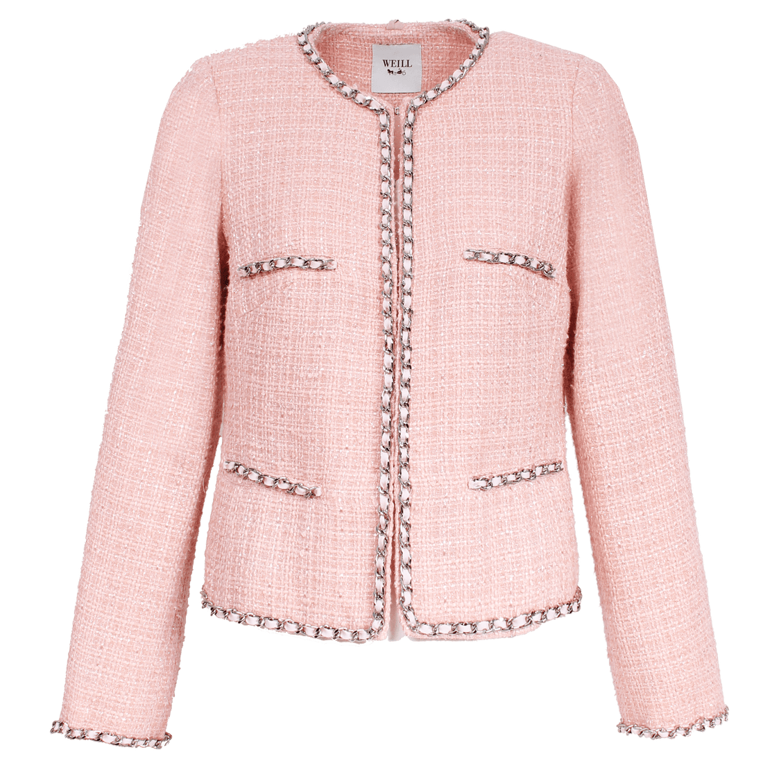 Weill Coats and Jackets Weill Mariata Jacket in Soft Pink Tweed and Chain Edge 131028 izzi-of-baslow