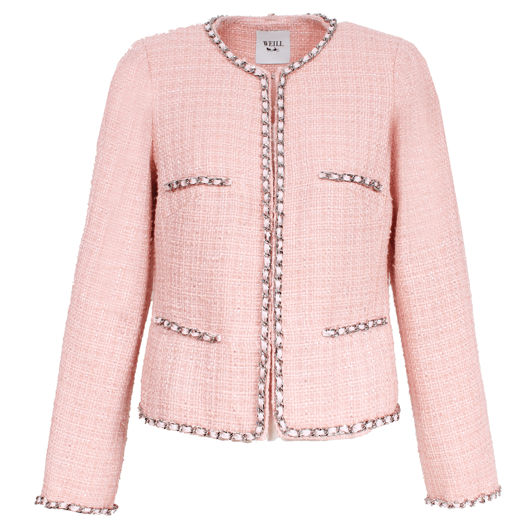 Weill Coats and Jackets Weill Mariata Jacket  in Soft Pink Tweed and Chain Edge 131028 izzi-of-baslow