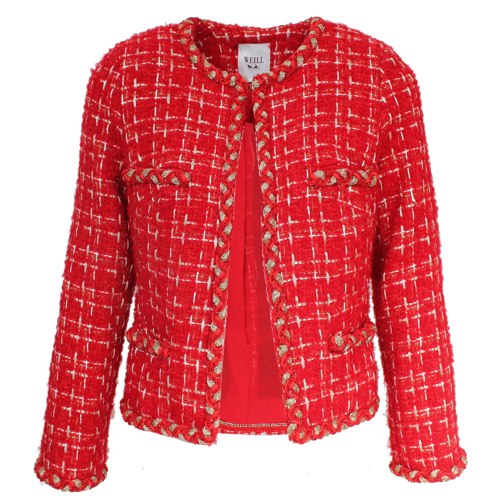 Weill Coats and Jackets Weill Marline Red Boucle Jacket 131001 izzi-of-baslow