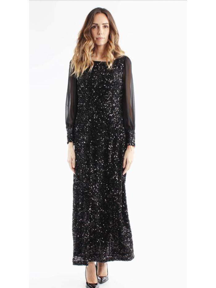 Weill Dresses Weill Marisa Black Sequinned Long Dress 135101 1377D izzi-of-baslow