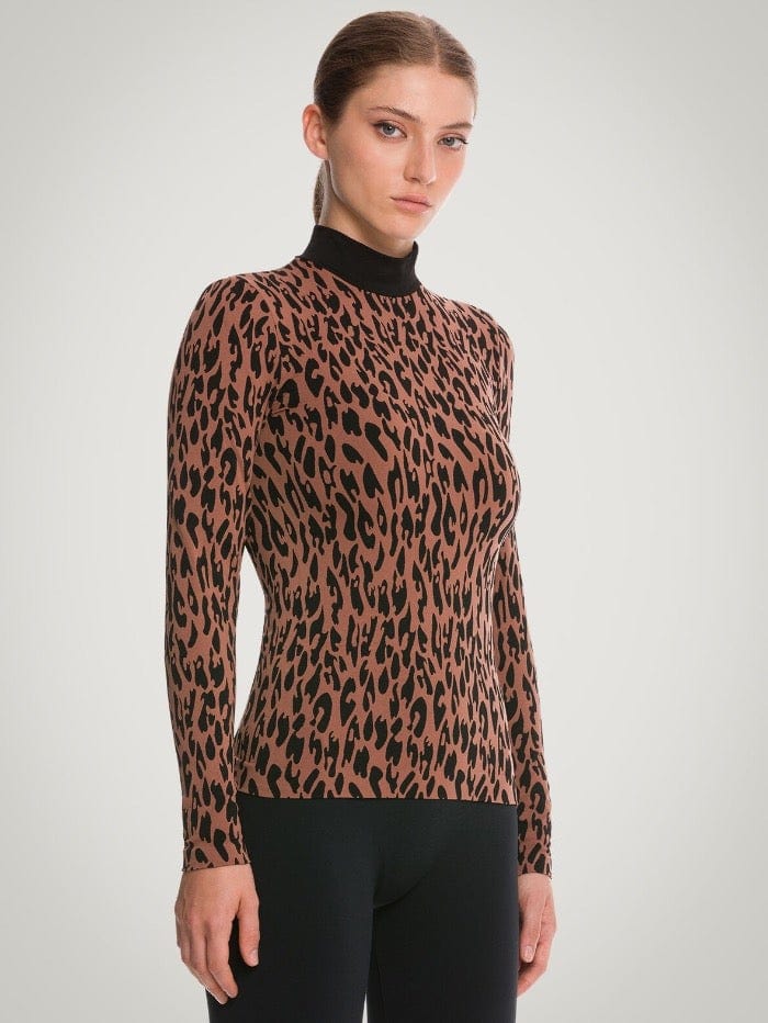 Wolford Ready To Wear By Wolford Wolford S Animal Print Leo Polo 56232 9717 Coffee and Black izzi-of-baslow