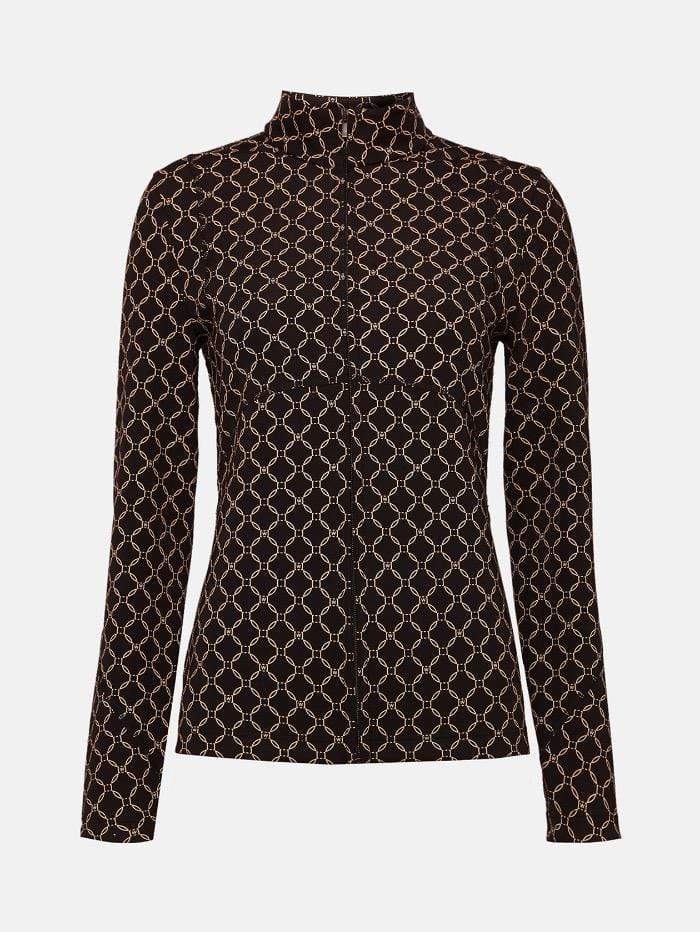 Wolford Ready To Wear By Wolford Wolford W Print Zip Jacket Black and Desert 52796 9606 izzi-of-baslow